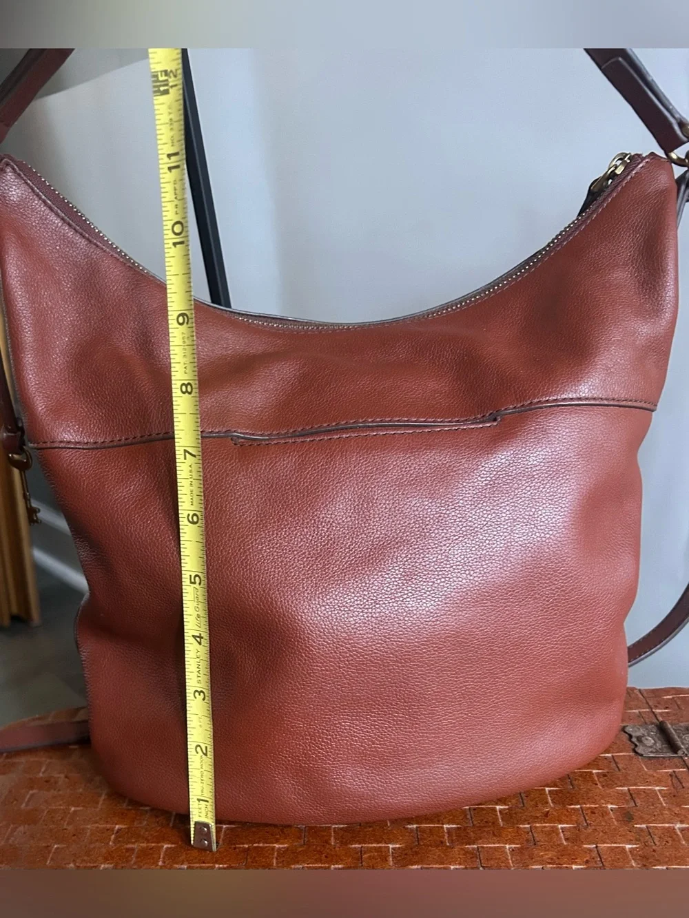 Fossil Talulla Hobo Bag Brandy Pebbled Leather Convertible Crossbody